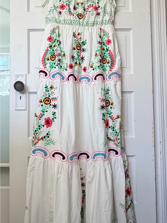Anthropologie Dresses & Skirts - Anthropologie White Maxi Dress with Multicolor Floral Embroidery